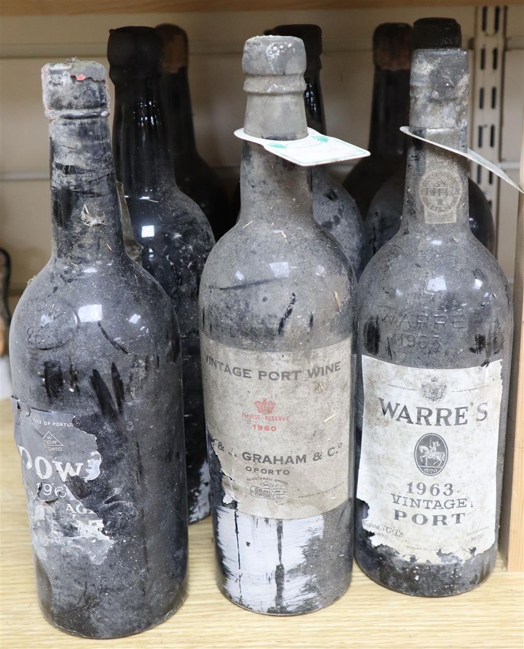 Nine bottles of vintage Port to include Grahams 1960
